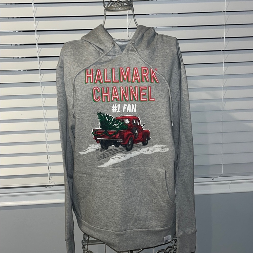 Gray Hallmark Channel Hoodie with Red Truck Design